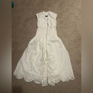 Anthropologie Tommie Cap-Sleeve Smocked Front-Zip Shirt Dress